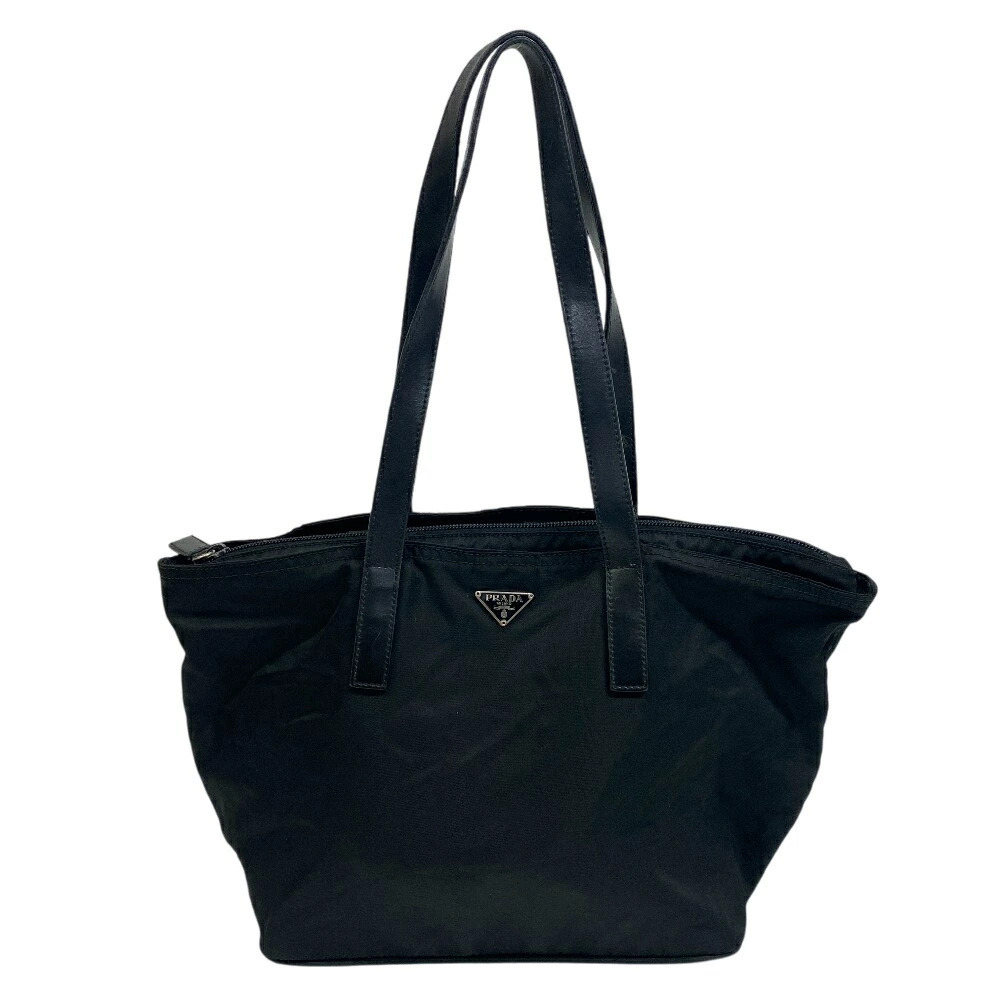 PRADA Triangle Plate Tote Bag Shoulder Laptops Black